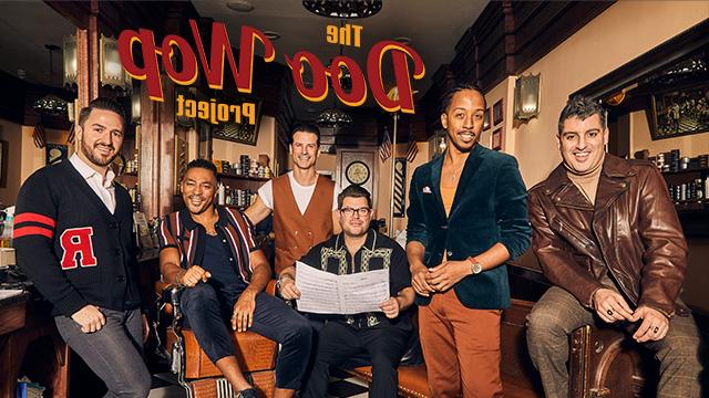 six musicians pose for a picture in a studio with the words Doo Wop Project superimposed on the image